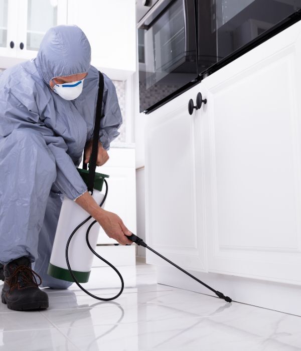 pest control expert spraying chemicals in a home to exterminate pests | Pest Control Escondido, CA